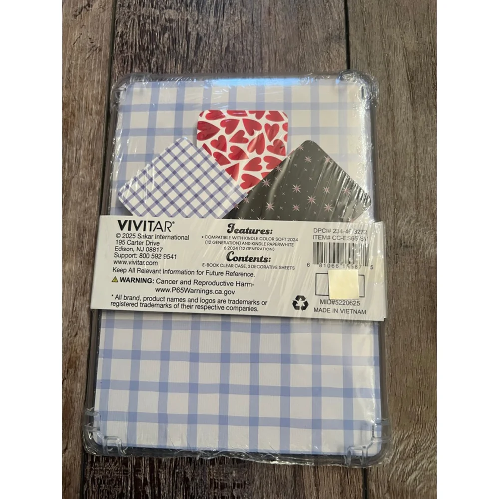 NEW Vivitar Clear E-Book Case One Size with 3 Decorative Sheets